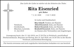 Traueranzeige Rita Eisenried
