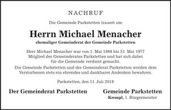 Traueranzeige Michael Menacher