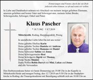 Traueranzeige Klaus Pascher