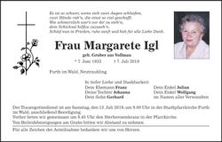 Traueranzeige Margarete Igl