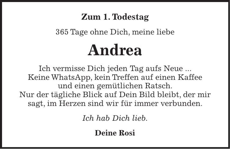 Traueranzeige Andrea Barth