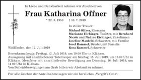 Traueranzeige Katharina Offner