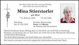 Traueranzeige Mina Stierstorfer