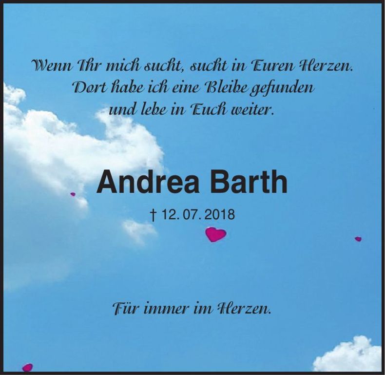 Traueranzeige Andrea Barth