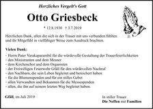 Traueranzeige Otto Griesbeck