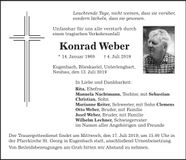 Traueranzeige Konrad Weber