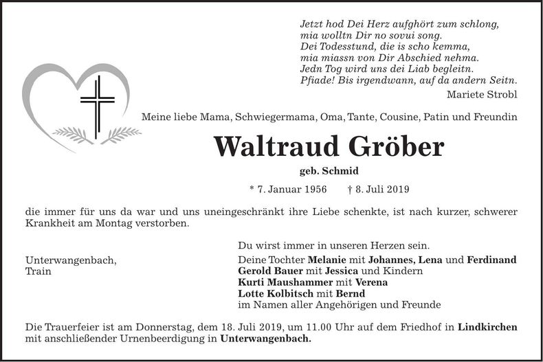 Traueranzeige Waltraud Gröber