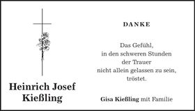 Traueranzeige Heinrich Josef Kießling