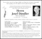 Traueranzeige Josef Dändler