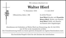 Traueranzeige Walter Hierl