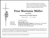 Traueranzeige Marianne Müller