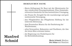 Traueranzeige Manfred Schmid