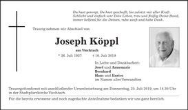 Traueranzeige Joseph Köppl