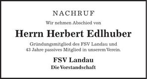 Traueranzeige Herbert Edlhuber