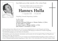 Traueranzeige Hannes Hulla