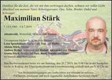 Traueranzeige Maximilian Stärk