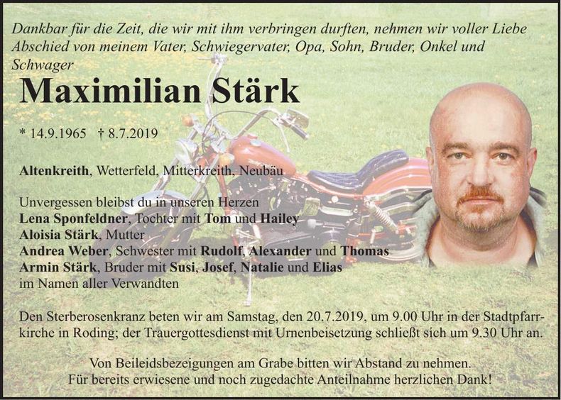Traueranzeige Maximilian Stärk