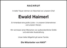 Traueranzeige Ewald Haimerl