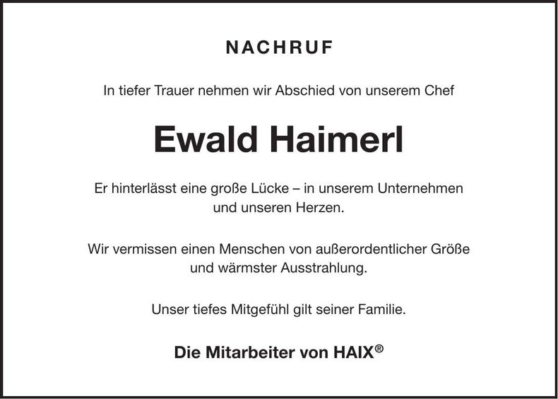 Traueranzeige Ewald Haimerl