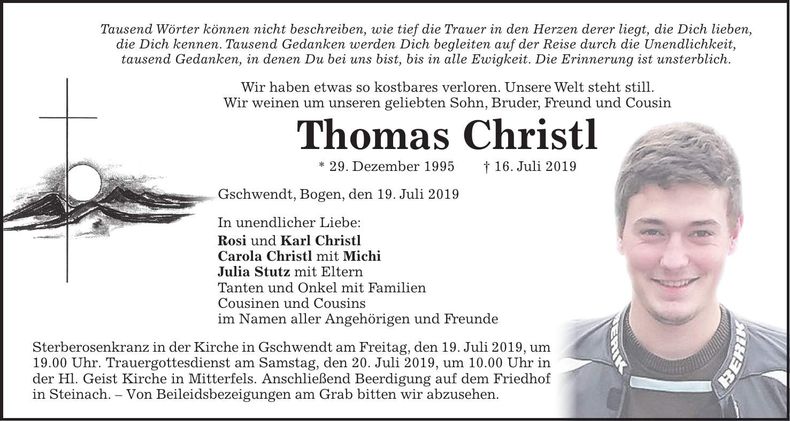 Traueranzeige Thomas Christl