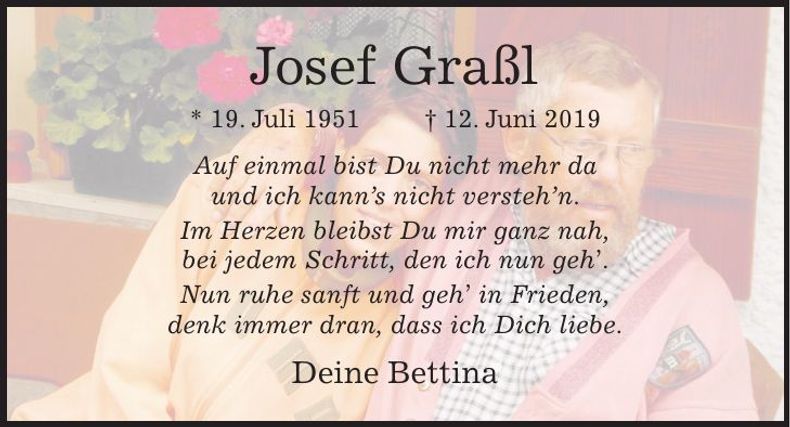 Traueranzeige Josef Graßl