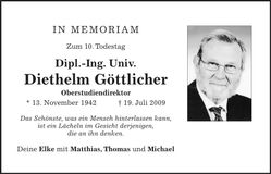 Traueranzeige Diethelm Göttlicher