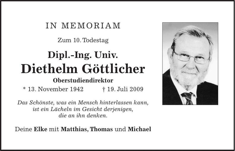 Traueranzeige Diethelm Göttlicher