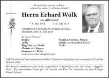 Traueranzeige Erhard Wölk