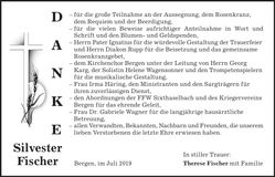 Traueranzeige Silvester Fischer