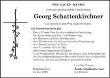 Traueranzeige Georg Schattenkirchner
