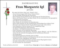 Traueranzeige Margarete Igl