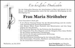 Traueranzeige Maria Ströhuber