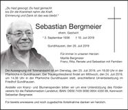 Traueranzeige Sebastian Bergmeier