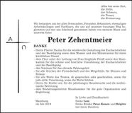 Traueranzeige Peter Zehentmeier