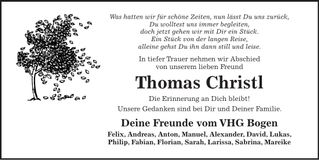 Traueranzeige Thomas Christl
