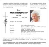 Traueranzeige Maria Bergmüller