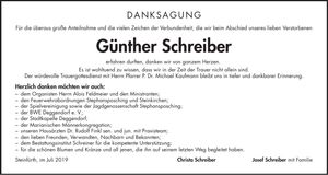 Traueranzeige Günther Schreiber