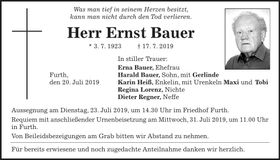 Traueranzeige Ernst Bauer