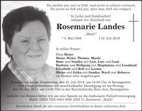 Traueranzeige Rosemarie Landes
