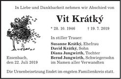Traueranzeige Vit Krátký