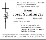 Traueranzeige Josef Schillinger