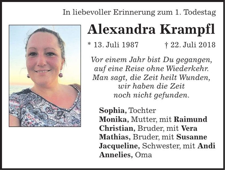 Traueranzeige Alexandra Krampfl
