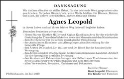 Traueranzeige Agnes Leopold