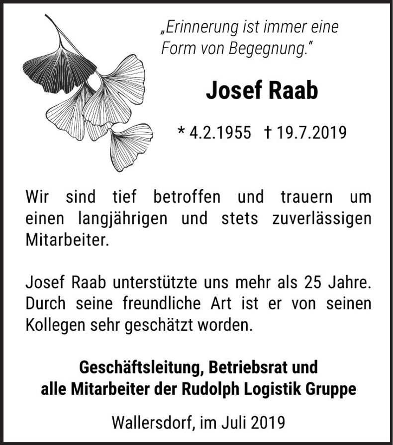 Traueranzeige Josef Raab