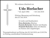 Traueranzeige Udo Horlacher