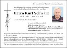 Traueranzeige Kurt Schwarz