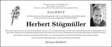 Traueranzeige Herbert Stögmüller