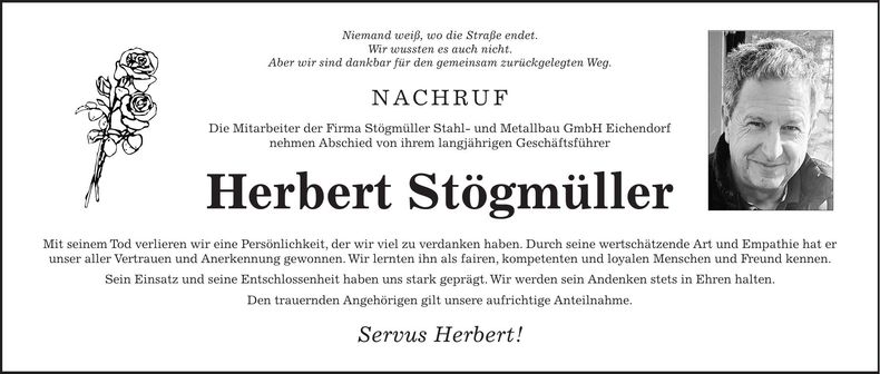 Traueranzeige Herbert Stögmüller