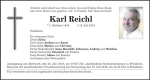 Traueranzeige Karl Reichl