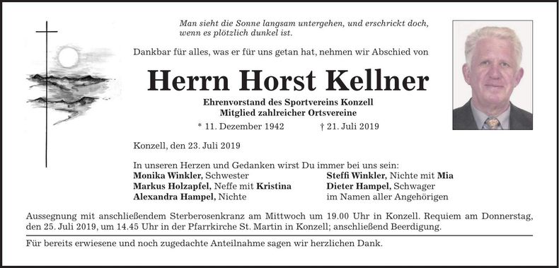 Traueranzeige Horst Kellner